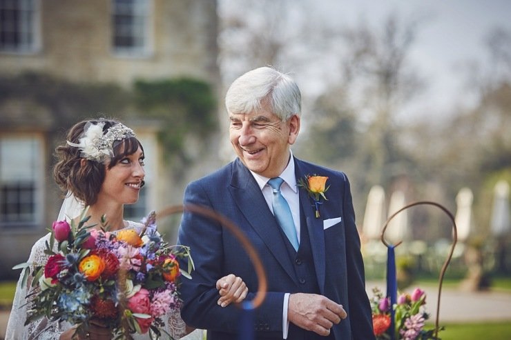 father and daughter look before ceremony at Babington House Somerset