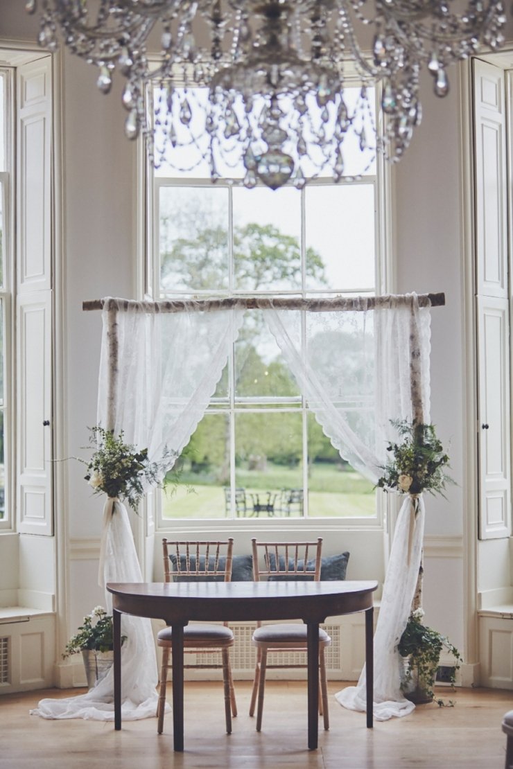 ceremony decoration at Rockbeare Manor wedding Devon
