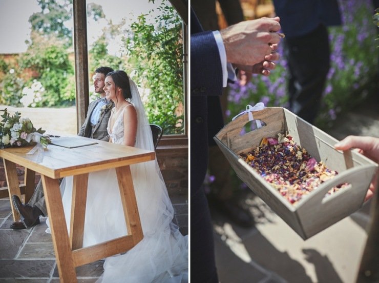 outdoor wedding ceremony photography Upton Barn and walled garden Devon