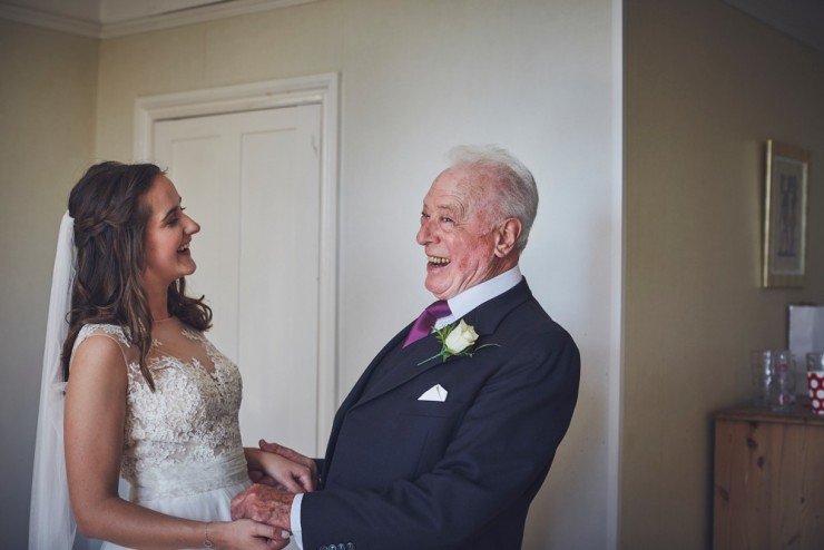 dads reaction at a wedding at rockbeare manor in devon
