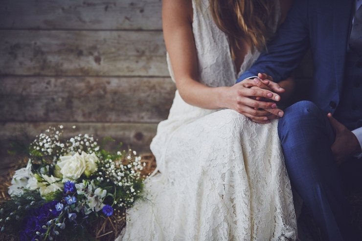 relaxed wedding portraits at eco wedding at East Soar Farm in Devon