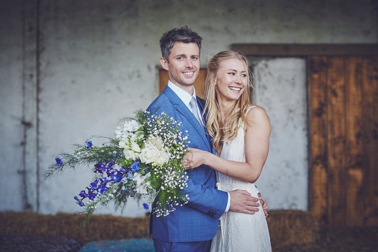 natural wedding photo of happy guest at eco wedding at East Soar Farm in Devon