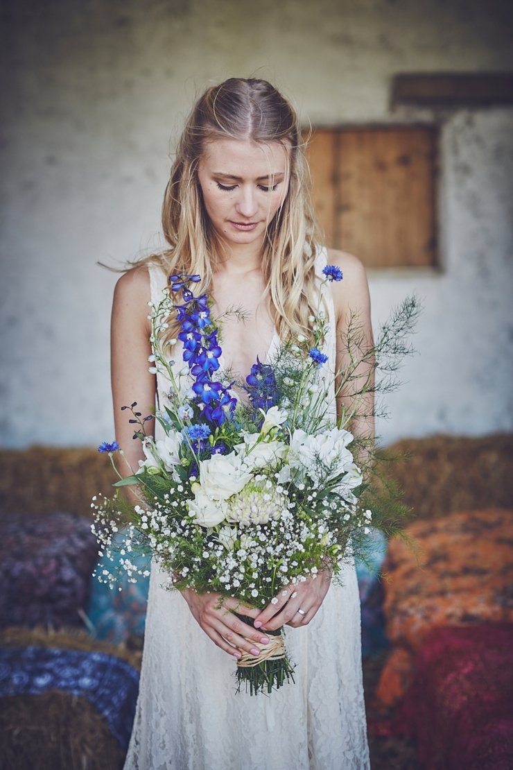 natural wedding photo of happy guest at eco wedding at East Soar Farm in Devon