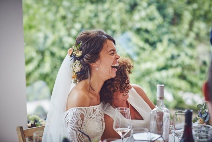 relaxed wedding photography of speeches at Kingston Estate Devon