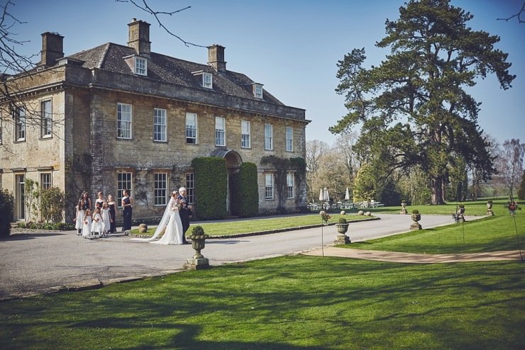 bridal procession wedding photography Babington House Somerset
