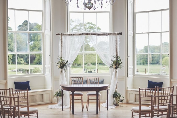 ceremony decoration at Rockbeare Manor wedding Devon