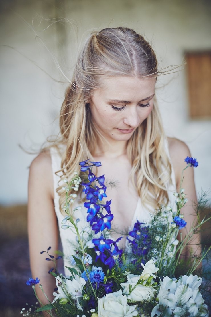 natural wedding photo of happy guest at eco wedding at East Soar Farm in Devon