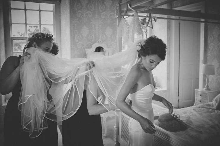 candid photography of brides preps at a Kingston Estate wedding in Devon