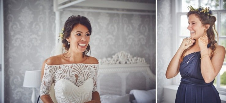 candid photography of brides preps at a Kingston Estate wedding in Devon