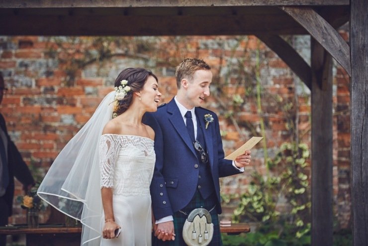 candid photography of wedding ceremony at Kingston Estate wedding in Devon