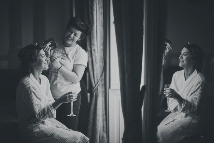bride getting ready at Rockbeare Manor wedding Devon